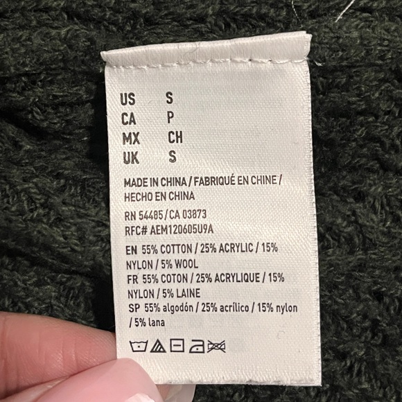 American Eagle Outfitters Green V-Neck Sweater Y2K Textured Knit Small - Picture 7 of 8